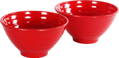 

Iveo Solid Popcorn Melamine Bowl Set(Red, Pack of 2)