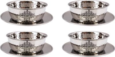 

IndianArtVilla Set of 4 Bowls with Underliner Steel Bowl Set(Steel, Pack of 8)