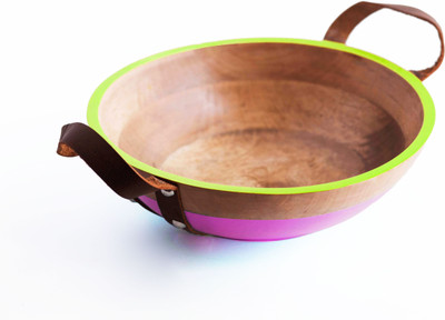 

Poppadum Art Farmer's Market Wooden Bowl(Pink, Green, Pack of 1)