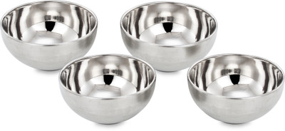 

Mahavir Double Wall Stainless Steel Bowl Set(Silver, Pack of 4)