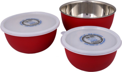 

Losange Euro Steel, Plastic Bowl Set(Red, Pack of 3)