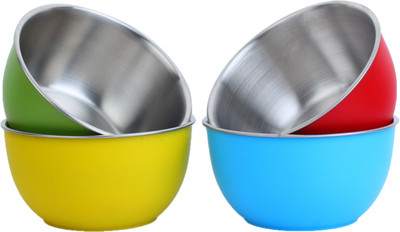 

Homeish Plastic Coated - 15 Cms Stainless Steel Bowl Set(Multicolor, Pack of 4)