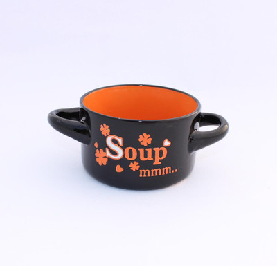 Aarzool Ceramic Bowl(Black, Orange, Pack of 1)