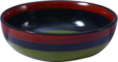 

Caffeine Green Chandrakari Stoneware Bowl(Green, Black, Pack of 1)