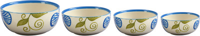 

Caffeine Cream and Blue Fleur Stoneware Bowl Set(Multicolor, Pack of 4)