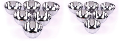 

La Steela 12 Apple Bowl Stainless Steel Bowl Set(Steel, Pack of 12)