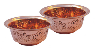 Veda Home & Lifestyle Copper Bowl Set Copper Bowl Set(Brown, Pack of 2)