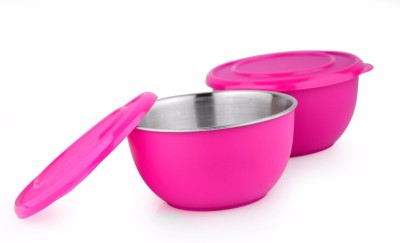 liefde Stainless Steel Storage Bowl Microwave Bowls(Pack of 2, Pink)