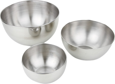 

Homeish Mixing Bowls Stainless Steel Bowl(Silver, Pack of 3)