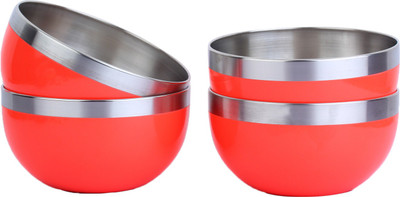 

Homeish Plastic Coated - 15 Cms Stainless Steel Bowl Set(Orange, Pack of 4)