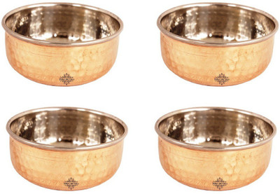 

IndianArtVilla Set of Hammered Steel Copper Bowl,145 ML Each, Serveware & Tableware Steel, Copper Bowl Set(Silver, Brown, Pack of 4)