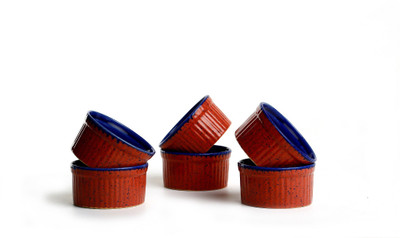 

Caffeine Handmade Small & Stout Pudding Dessert Ceramic Bowl Set(Orange, Blue, Pack of 6)