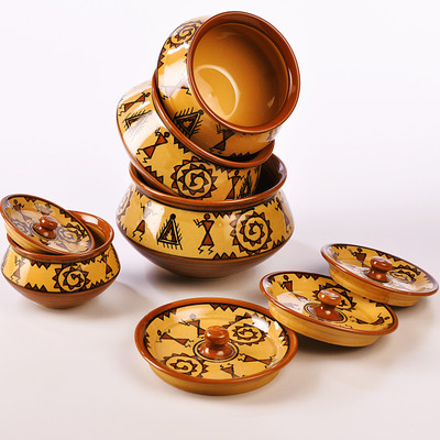 

Cultural Concepts Warli handi Ceramic, Stoneware Bowl Set(Brown, Black, Pack of 8)