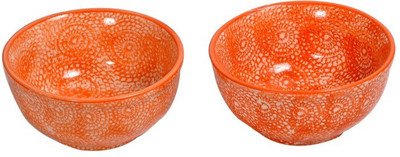 

Elite Handicrafts Vegetable Bowl Ceramic Bowl Set(Orange, Pack of 2)