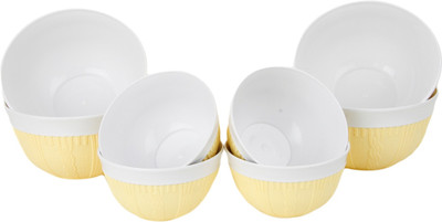 

Homeish Claro Imported Plastic Design Nuts / Cereal / Soup Bowl Set of 8 Plastic Bowl Set(Yellow, Pack of 8)