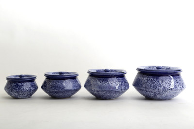 

Caffeine Handmade Crackle Art Influenced Multipurpose Ceramic Bowl Set(Blue, Pack of 4)