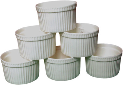 

White Gold Ceramic Bowl Set(White, Pack of 6)