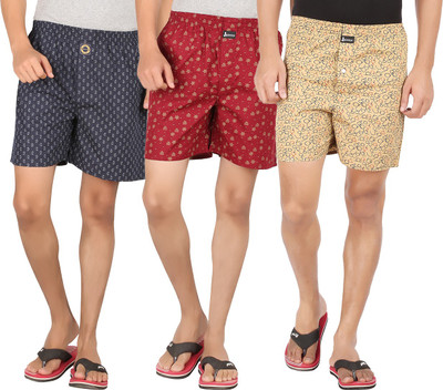 

Joven Printed Men's Boxer(Pack of 3, Beige;dark blue;red