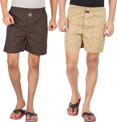 

Joven Printed Men's Boxer(Pack of 2, Beige;black