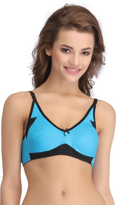 Clovia Cotton Non-Wired Non-Padded Full Cup T-Shirt Bra - Blue Women Full Coverage Non Padded Bra(Blue)