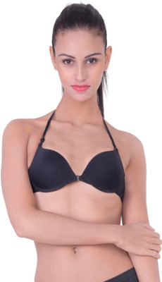 PrettyCat Front Open Women Push-up Heavily Padded Bra(Black)