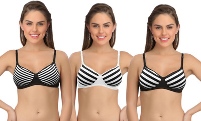 Selfcare Striped Lightly Padded Women T-Shirt Lightly Padded Bra(Multicolor)