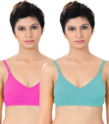 

S4S Women's Full Coverage Non Padded Bra(Pink, Green), Green;pink