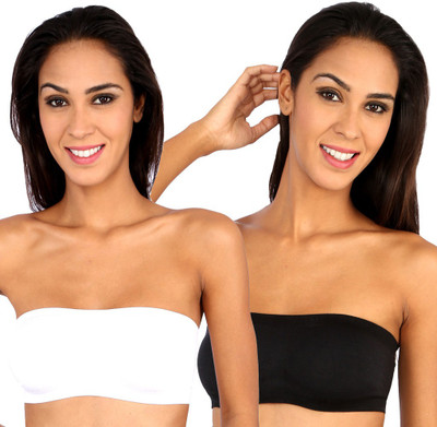 

NOVEL Women's Tube Non Padded Bra(White, Black), Black;white