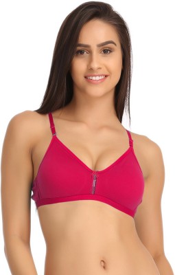 Clovia Pink Cotton Non-Padded Non-Wired Bra With U Back Women Full Coverage Non Padded Bra(Pink)