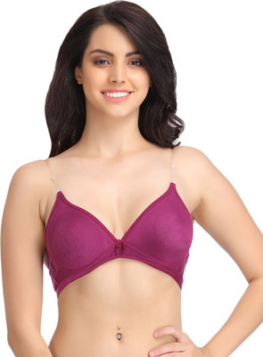 Clovia Cotton Non-Padded Non-Wired Bra With Detachable Straps Women Full Coverage Non Padded Bra(Purple)