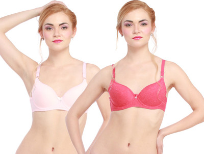 

Glus by Glupick Women's T-Shirt Lightly Padded Bra(Red, Pink), Pink;red