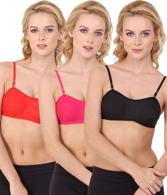 

Urbaano Women's T-Shirt Non Padded Bra(Black, Red, Pink), Black_1
