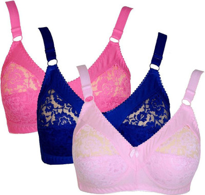 

Teeny Bopper Women's Minimizer Bra(Multicolor), Blue;dark pink;light pink