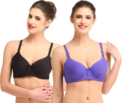 

Glus by glupick Women's T-Shirt Lightly Padded Bra(Blue, Black), Black;blue