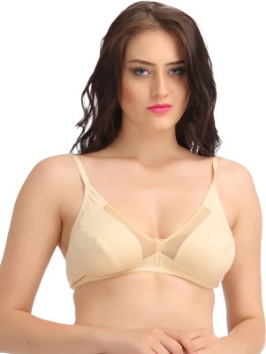 Clovia Comfy Stretchable Cotton Bra In Skin Women Full Coverage Non Padded Bra(Beige)