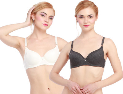 

Glus by Glupick Women's Full Coverage Heavily Padded Bra(Black, White)