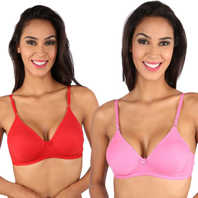 BRALUX Dolly Women T-Shirt Lightly Padded Bra(Red, Pink)