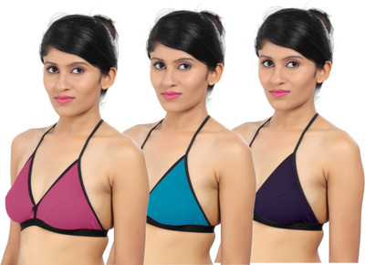 

Fabme Women's Full Coverage Non Padded Bra(Pink, Blue), Dark blue;light blue;pink
