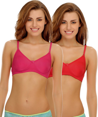 Clovia Clovia Pack Of 2 Non Padded Wirefree Bra In Cotton Blend Women Full Coverage Non Padded Bra(Multicolor)