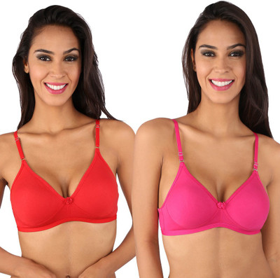 BRALUX Dolly Women T-Shirt Lightly Padded Bra(Red, Pink)