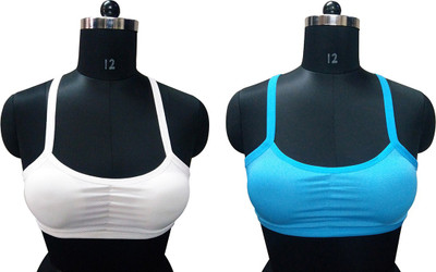

Gold Dust Celebrity Style Girls Sports Bra Girl's Sports Bra(White, Blue, Multicolor