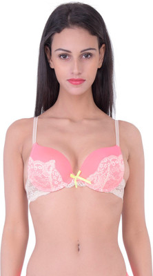 

PrivateLifes Lace Pink Women's Push-up Lightly Padded Bra(Pink