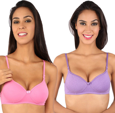 BRALUX Liza Padded Women Full Coverage Lightly Padded Bra(Purple, Pink)