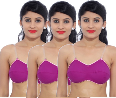 

Fabme Transparent Straps Women's T-Shirt Non Padded Bra(Pink, Violet