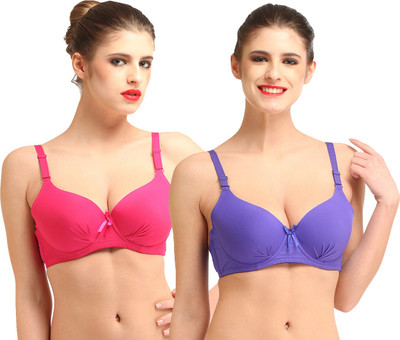 

Glus by Glupick Women's T-Shirt Bra(Blue, Pink), Blue;magenta