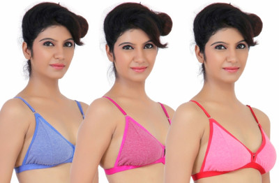 

Fabme Women's Full Coverage Non Padded Bra(Blue, Pink, Red)