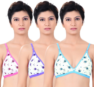 

S4S Women's Push-up Non Padded Bra(Pink, Purple, Blue), Pink;purple;sky blue