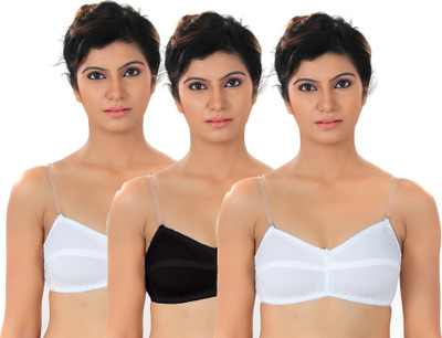 

Fabme Secret Straps Women's T-Shirt Non Padded Bra(White, Black, Black;white