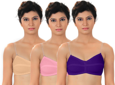 

Fabme Women's T-Shirt Non Padded Bra(Pink, Purple, Brown), Brown;pink;purple