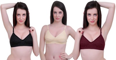 JSR Paris Beauty Pro Women Full Coverage Non Padded Bra(Maroon, Black, Beige)